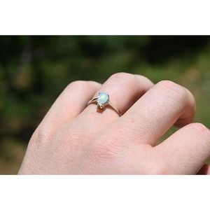 Opal engagement ring  sterling silver size 3 4 5 6 7 8 9 10 11 12